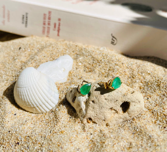 Boucles d'oreilles Puces d'oreilles Emeraude 58 Facettes