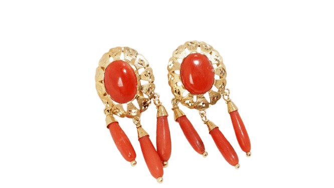 Boucles d'oreilles Boucles d'oreilles en or jaune et corail 58 Facettes 32382