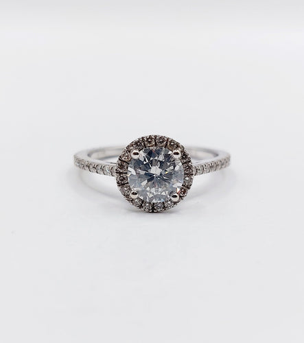 Bague solitaire or blanc, diamant 0,98 carat et certifcat AIG 58 Facettes A06225