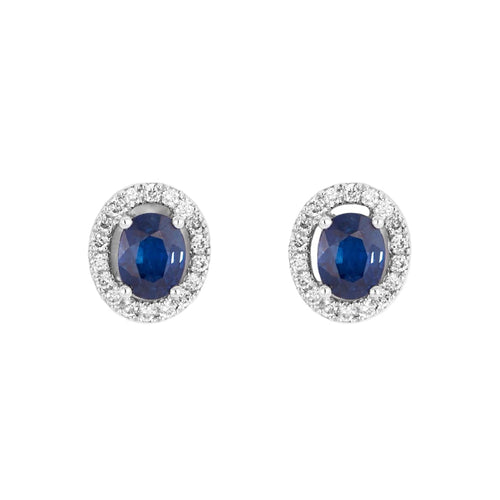 Boucles d'oreilles Boucles d'oreilles en or gris avec saphirs et diamants 58 Facettes 240201