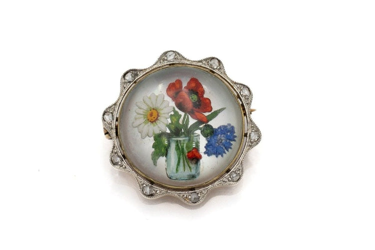 Broche Broche en or avec quartz et motif de fleurs sauvages 58 Facettes 9358V