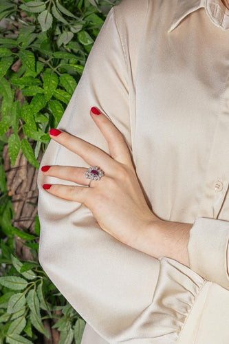 Bague 52.5 Bague Or blanc Rubis, Diamant 58 Facettes 4398645CN