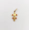 Pendentif croix de Lorraine or jaune, diamants taille rose, pierres rouges (circa 1900) 58 Facettes A05864