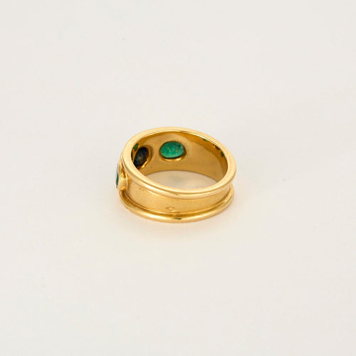 Bague 50 Bague Ciel et Nature en or jaune, saphir et émeraudes 58 Facettes LP1227/15