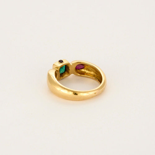 Bague 56 Bague en or jaune, émeraude et rubis 58 Facettes LP1189