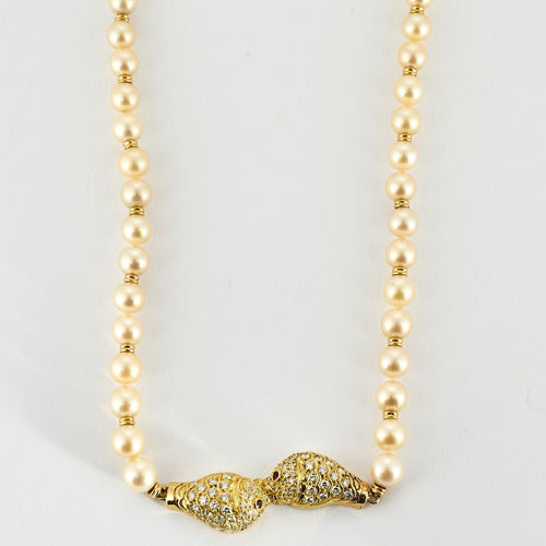 Collier Collier perles or jaune et brillants 58 Facettes 2153717