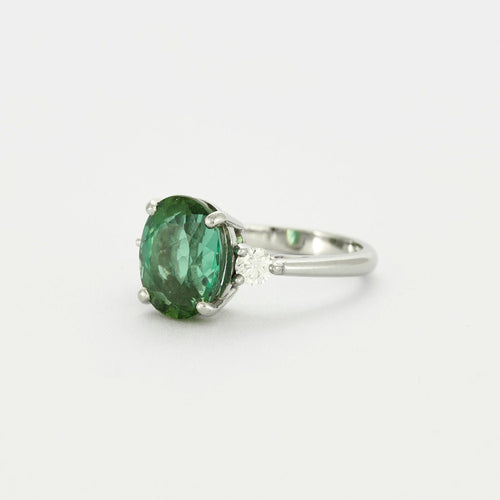 Bague 48.5 Bague Platine Tourmaline bleue-verte 4,15 carats 58 Facettes