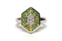 Bague 58 Bague contemporaine or jaune et blanc, émeraudes et diamants 58 Facettes 21797