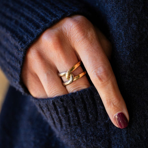 Bague 56.5 CARTIER - Bague "Puzzle" - or jaune et or blanc 58 Facettes