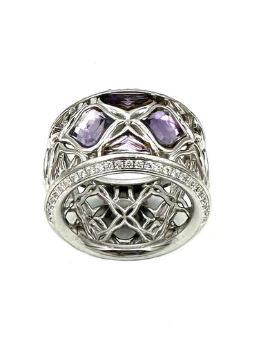 Prsten 54 CHOPARD. Kolekcija "Imperijalna", prsten od belog zlata, ametisti i dijamanti 58 Facettes
