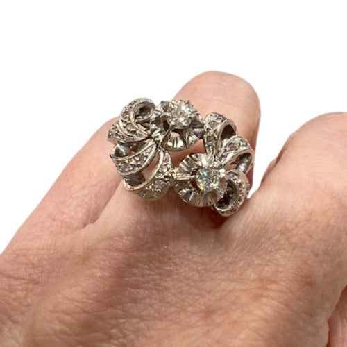 Bague 56 Bague Art Déco 1920-1930 or et platine avec diamants 58 Facettes Q212A(704)