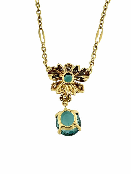 Collier Collier en or jaune tourmaline, indicolite et diamants 58 Facettes