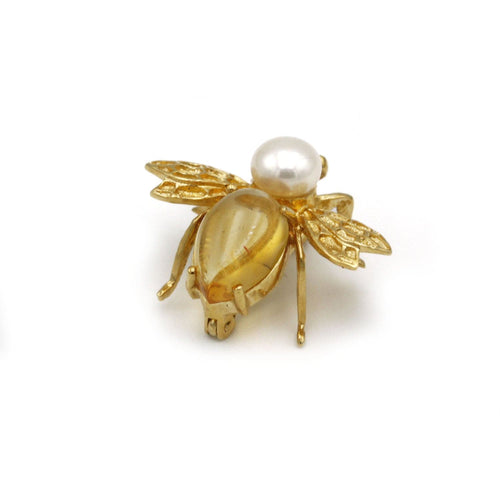 Broche Broche Abeille - Or, Citrine & Perle 58 Facettes 250046R