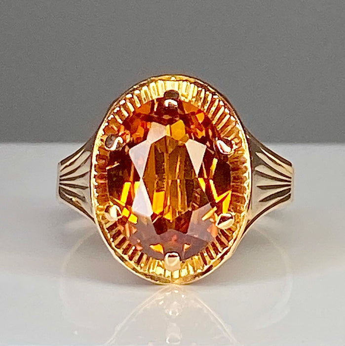 Ring style Art Deco citrine rose gold