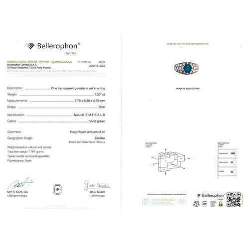 Bague 52 Bague or jaune, émeraude ovale et pavage diamants. 58 Facettes 32742