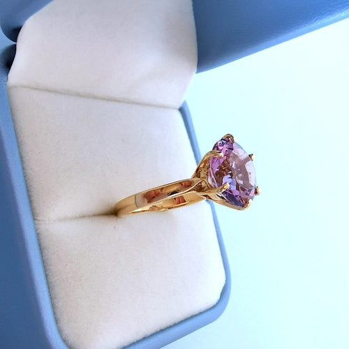 Bague 56.5 Bague Améthyste en Solitaire Or Jaune 18 K 58 Facettes AA 1716