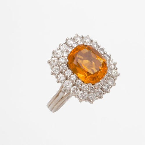 Bague 55 Bague en or blanc citrine et diamants 58 Facettes
