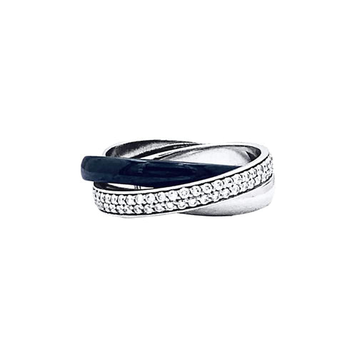 Bague 52 Bague Cartier, "Trinity", or blanc, céramique noire, diamants. 58 Facettes 35250