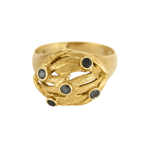 Bague 55,5 Bague dôme en or jaune et saphir 58 Facettes GU298X2