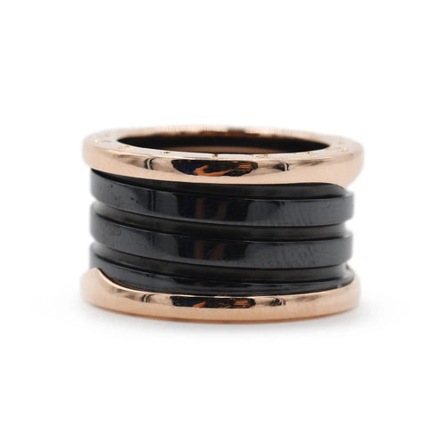 Bague 51 BULGARI - Bague B.zero1 en or rose et céramique noire 58 Facettes