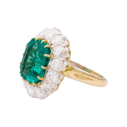 Bague 52 Bague Pompadour émeraude, diamants, platine et or jaune. 58 Facettes 33904