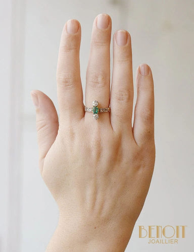 Prsten trilogie smaragd a diamant