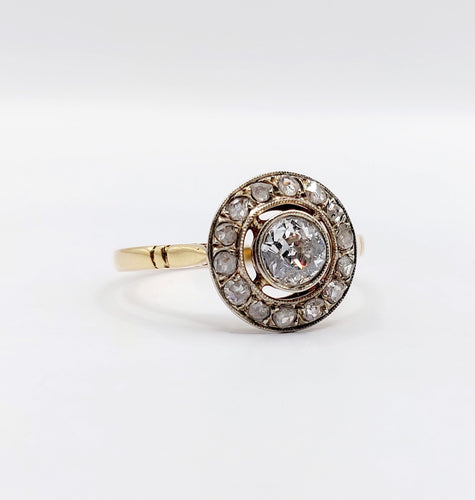 Bague 61.5 Bague cible or jaune et platine, diamant (circa 1900) 58 Facettes A05271