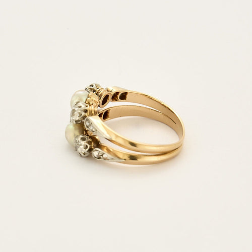 Bague 52 Bague en or jaune, blanc, diamants et perles 58 Facettes CHA5712