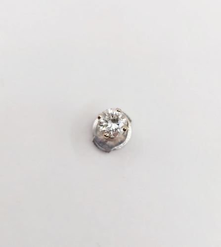 Puce d'oreille SEULE vintage or blanc et diamant de 0.38 carat 58 Facettes A06242