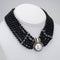 CARTIER - Vintage 70s necklace Onyx Choker Sterling Silver and Yellow Gold Mabe Pearl 58 Facettes G14110