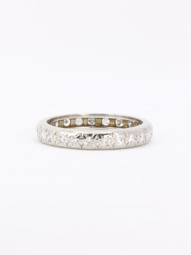 Bague 53 Alliance or blanc diamants serti étoile 58 Facettes 1145.2