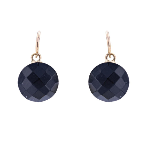 Boucles d'oreilles Dormeuses anciennes or verre noir facetté 58 Facettes CVBO23