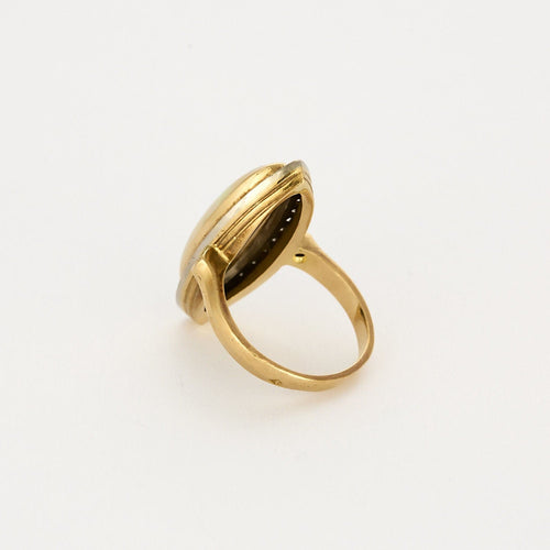 Bague 53 Bague marquise en or jaune et or gris 18K, opale 58 Facettes DIN0097