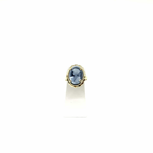 Anillo camafeo ágata azul 