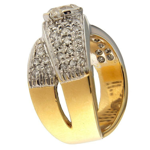 Bague 51.5 Bague en or jaune et blanc avec anneaux croisés et diamants 58 Facettes G3856