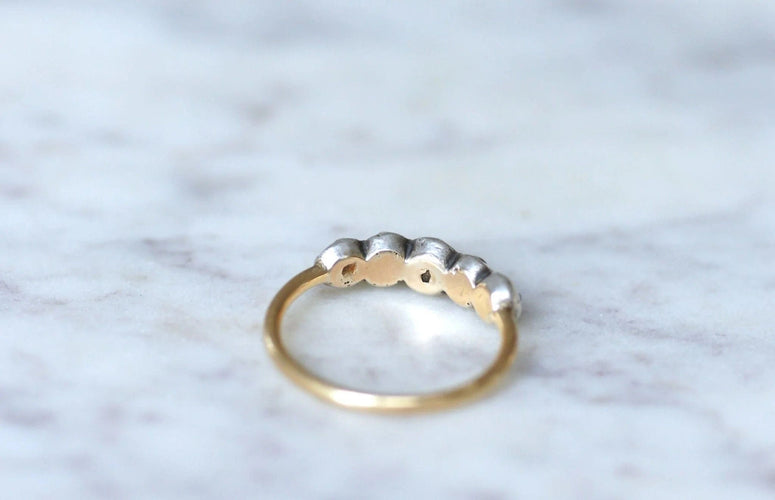 Bague 59 Bague jarretière diamants taillés en table 58 Facettes