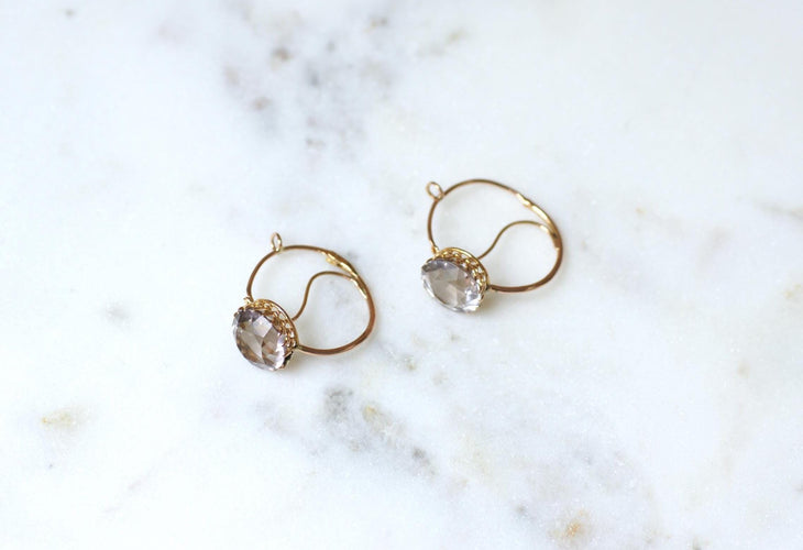 Boucles d'oreilles Boucles d'Oreilles Poissardes Rondes Améthystes sur Or Rose 58 Facettes