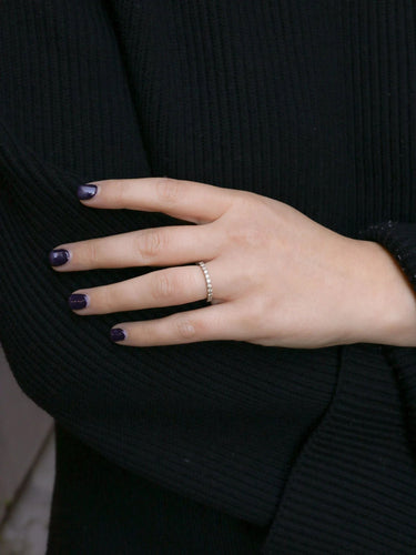 Bague 51 Demi-Alliance américaine en or blanc et diamants 0,48 ct 58 Facettes J117