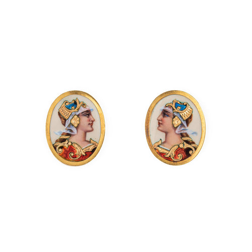 Boucles d'oreilles Boucles d'oreilles victoriennes antiques en or jaune et émail 58 Facettes G13090