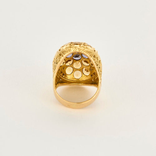 Bague 49,5 Bague dôme or jaune, corderite et citrine 58 Facettes CHAL01782