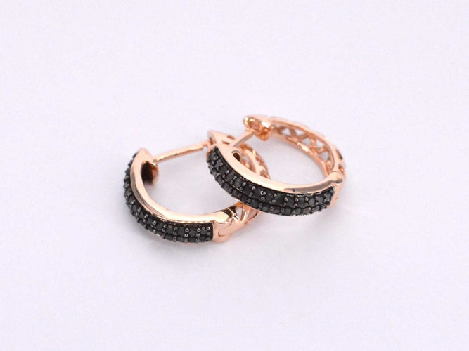 Boucles d'oreilles Boucles d'oreilles en or rose avec diamant noir 58 Facettes 2226