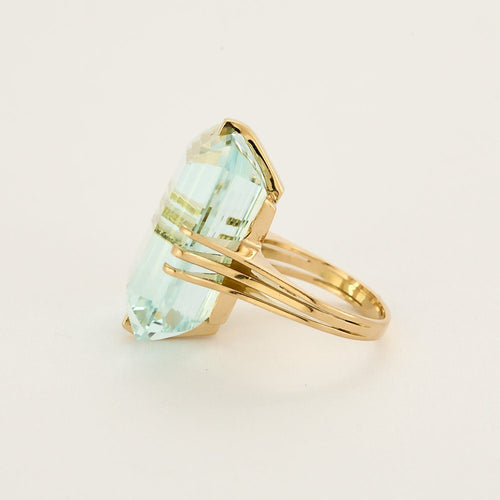 Bague 52,5 Bague en or jaune et aigue-marine 58 Facettes RAM2958