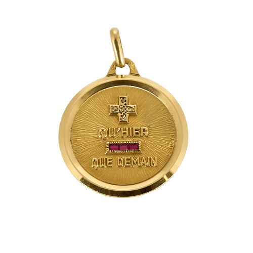 Pendentif AUGIS - Médaille sentimentale en or jaune 58 Facettes LYO0090