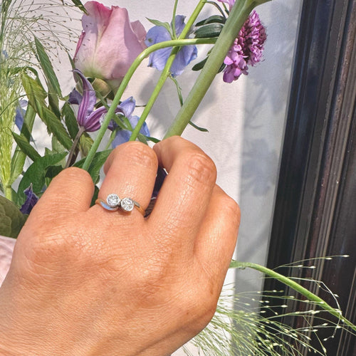 Bague 50.5 Bague Toi Et Moi en or jaune et platine, diamants 58 Facettes 5313ECE474A6486682BAC5A47E2D50B7