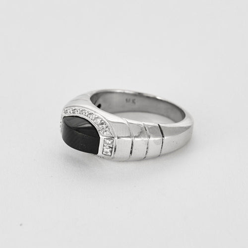 Bague 53 Bague jonc onyx et diamants 58 Facettes GU259