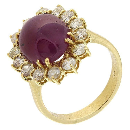 Bague 57.5 Bague en or jaune avec rubis et diamants de 1,54 ct 58 Facettes G3807