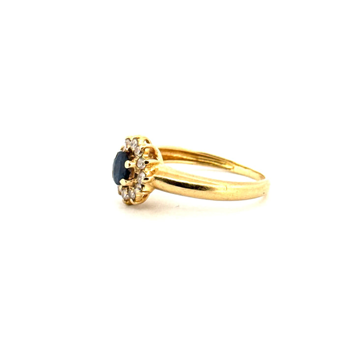 Pompadour-Ring, Gelbgold, Saphir und Diamanten