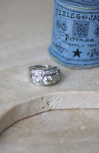 Bague 56 Bague Art Déco Or et Platine, Diamants 3.65 Cts 58 Facettes