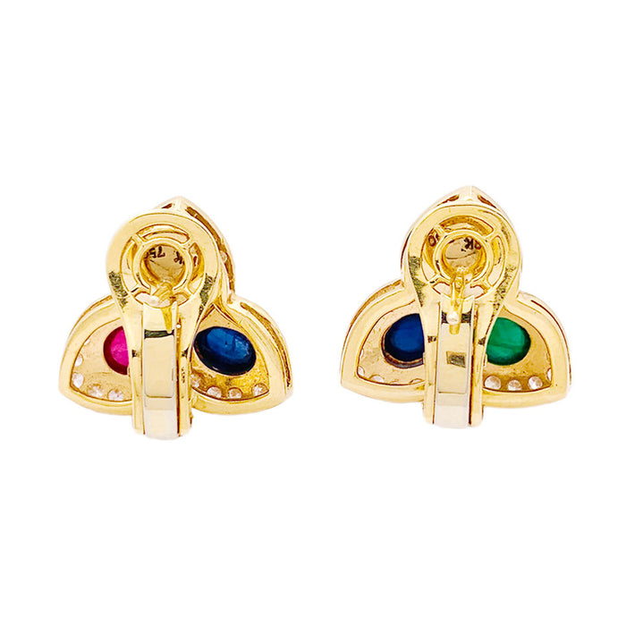 Pendientes “Tutti Frutti” en oro amarillo, diamantes, piedras de colores.