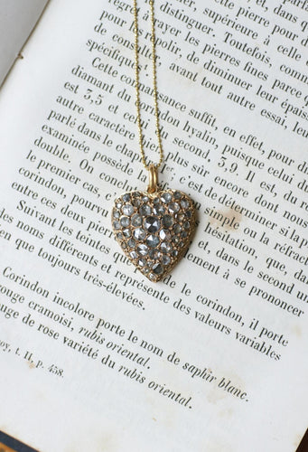 Pendentif Pendentif Ancien Cœur Diamants sur Or Rose 58 Facettes